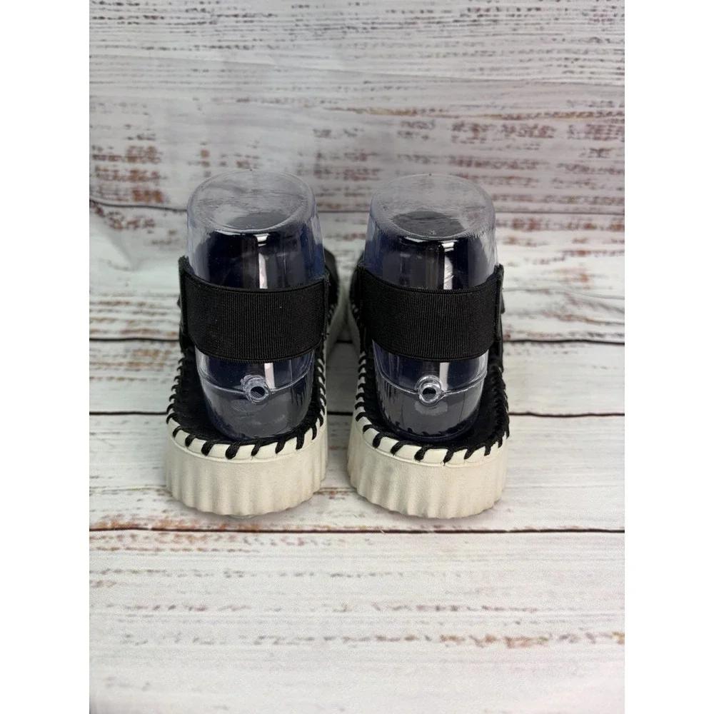Eric Michael Sola Black Leather slingback sandal white flat sole EU 36 US 5-5.5